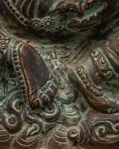Antique Finished Black Dzambhala Statue | Wrathful Guardian of Abundance
