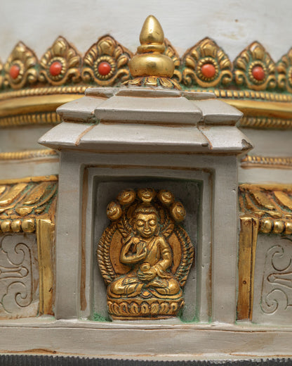 Hand-Painted Himalayan Buddhist Stupa | Peaceful Zen Altar Decor