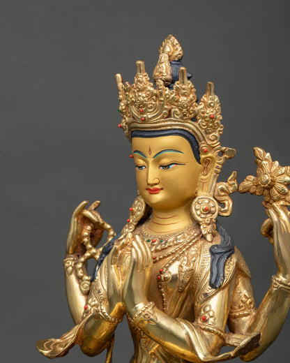Chenrezig Statue from Nepal | Four-armed Bodhisattva for Compassion