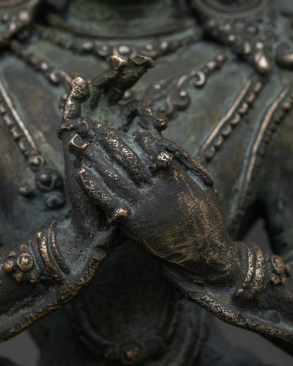 Simhanada Manjushri Statue | Antique-Finish Bronze Sculpture