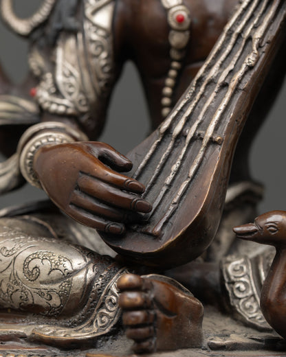 Elegant Saraswati | Handmade Copper Goddess of Knowledge