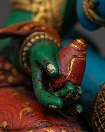 Green Dzambhala Yab-Yum Statue – Overcome Financial & Spiritual Obstacle