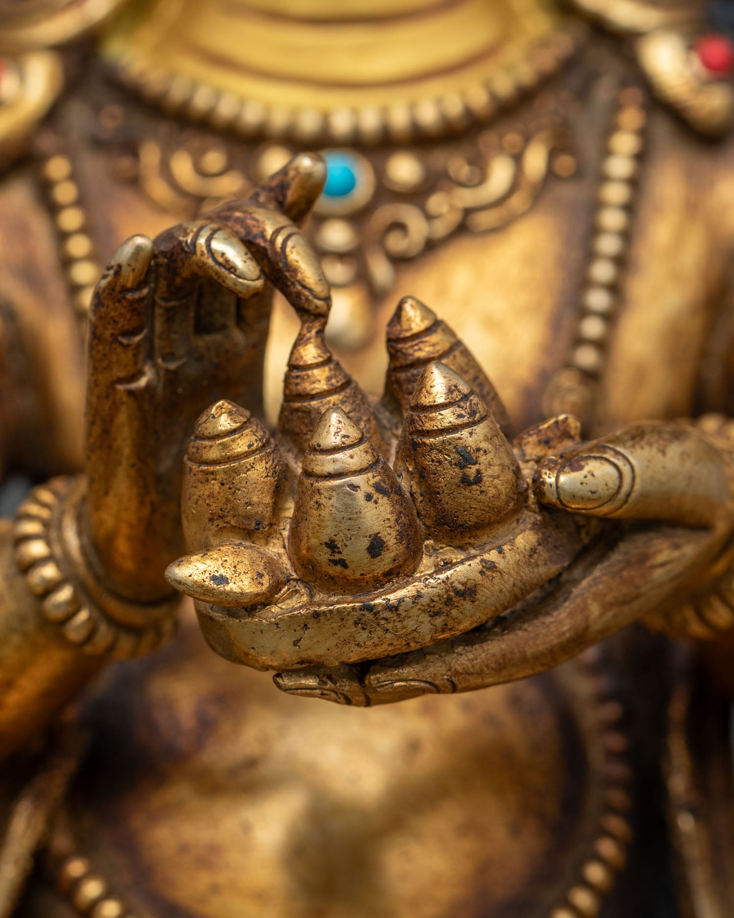 Dzambhala Statue | Gold Fire-Gilded Wealth Deity Sculpture