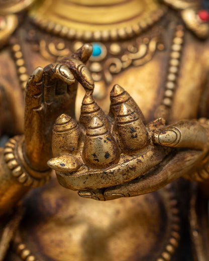 Dzambhala Statue | Gold Fire-Gilded Wealth Deity Sculpture