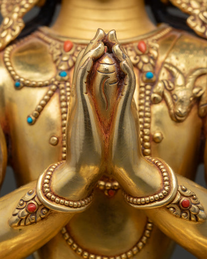 Luxurious Chenrezig Statue | Four-armed Avalokiteshvara Meditation Art
