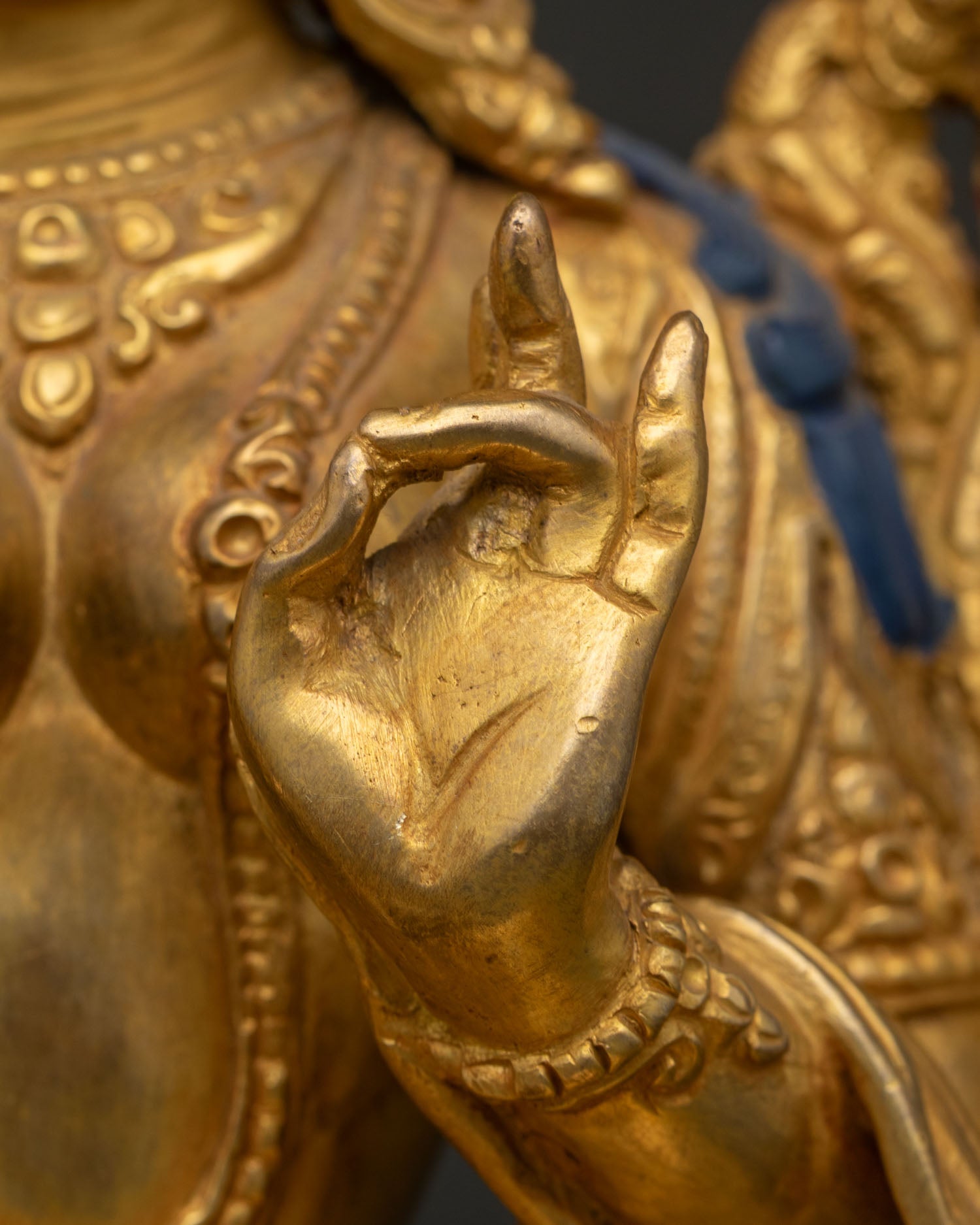 Green Tara Statue | 24K Gold Fire Gilded Buddhist Artwork