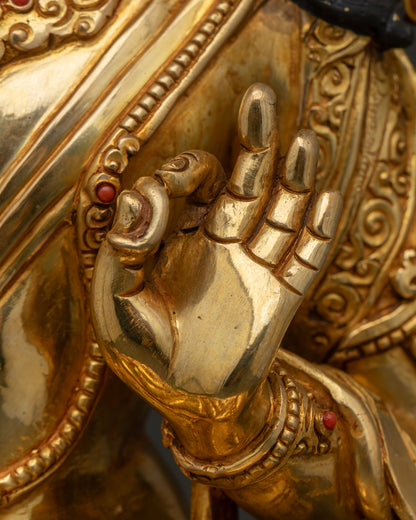 Bodhisattva Manjushri Statue | 24K Gold Fire-Gilded Buddhist Artwork