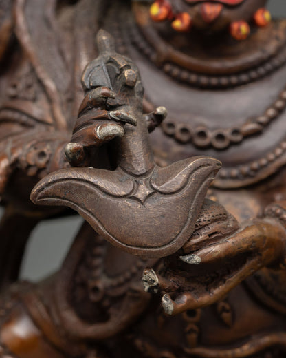 Shadbhuja Mahakala Statue | Sacred Dharma Protector Copper Art