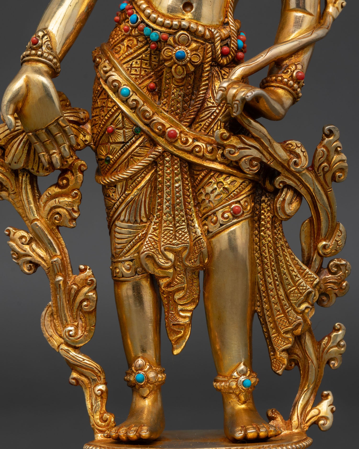 Standing Avalokiteshvara Statue | 24K Gold Gilded Nepalese Art