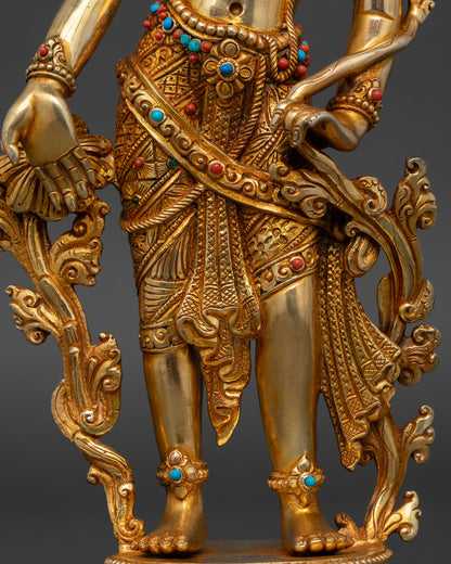 Standing Avalokiteshvara Statue | 24K Gold Gilded Nepalese Art