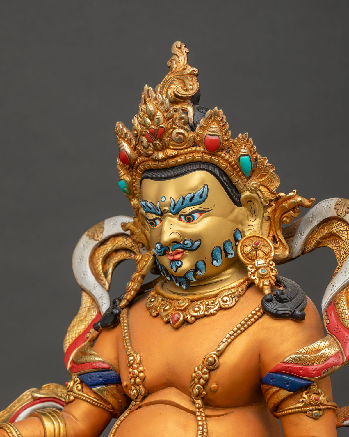 Yellow Dzambhala Figurine | Buddhist Wealth Sculpture of Nepal