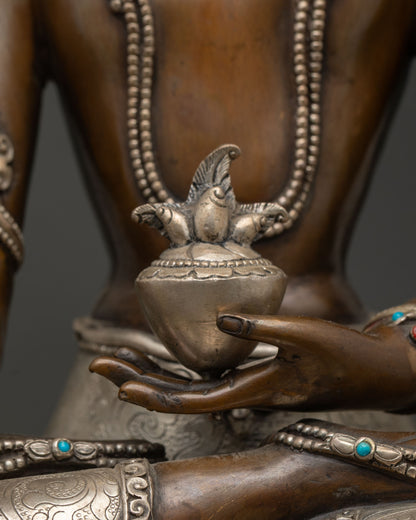 Crowned Medicine Buddha Statue | Spiritual Handmade Sculpture