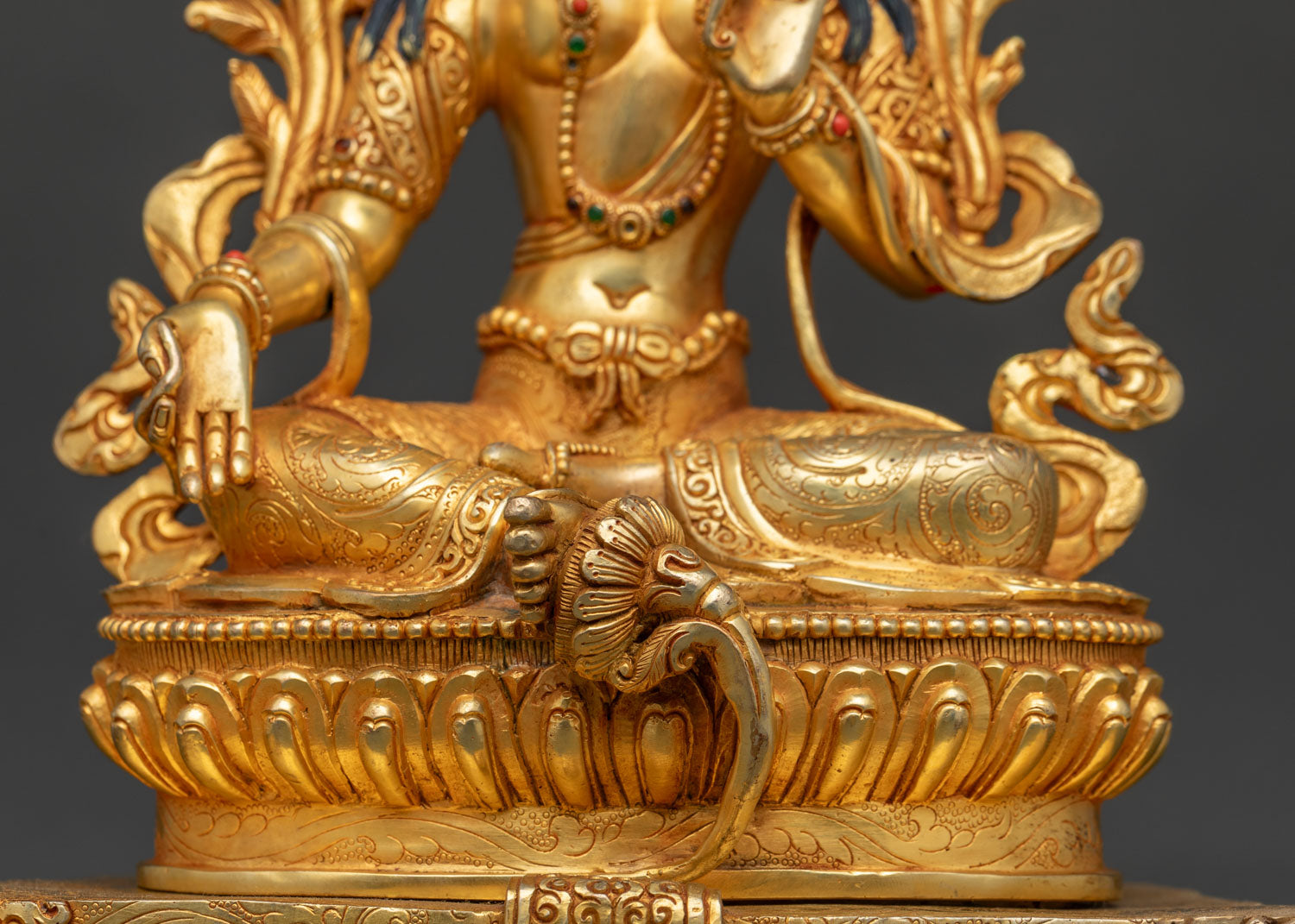 Green Tara with Throne Statue | Goddess of Compassion and Protection