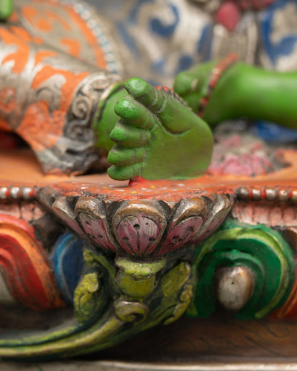 Green Tara Statue | Hand-Painted Buddhist Goddess Artwork