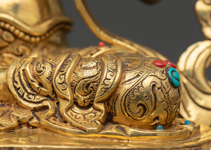 Elegant Green Tara | Gold Gilded Copper Tara Statue