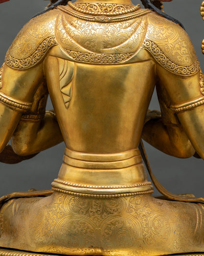 Four-Armed Chenrezig (Avalokiteshvara) Statue | Handmade Buddhist Decor