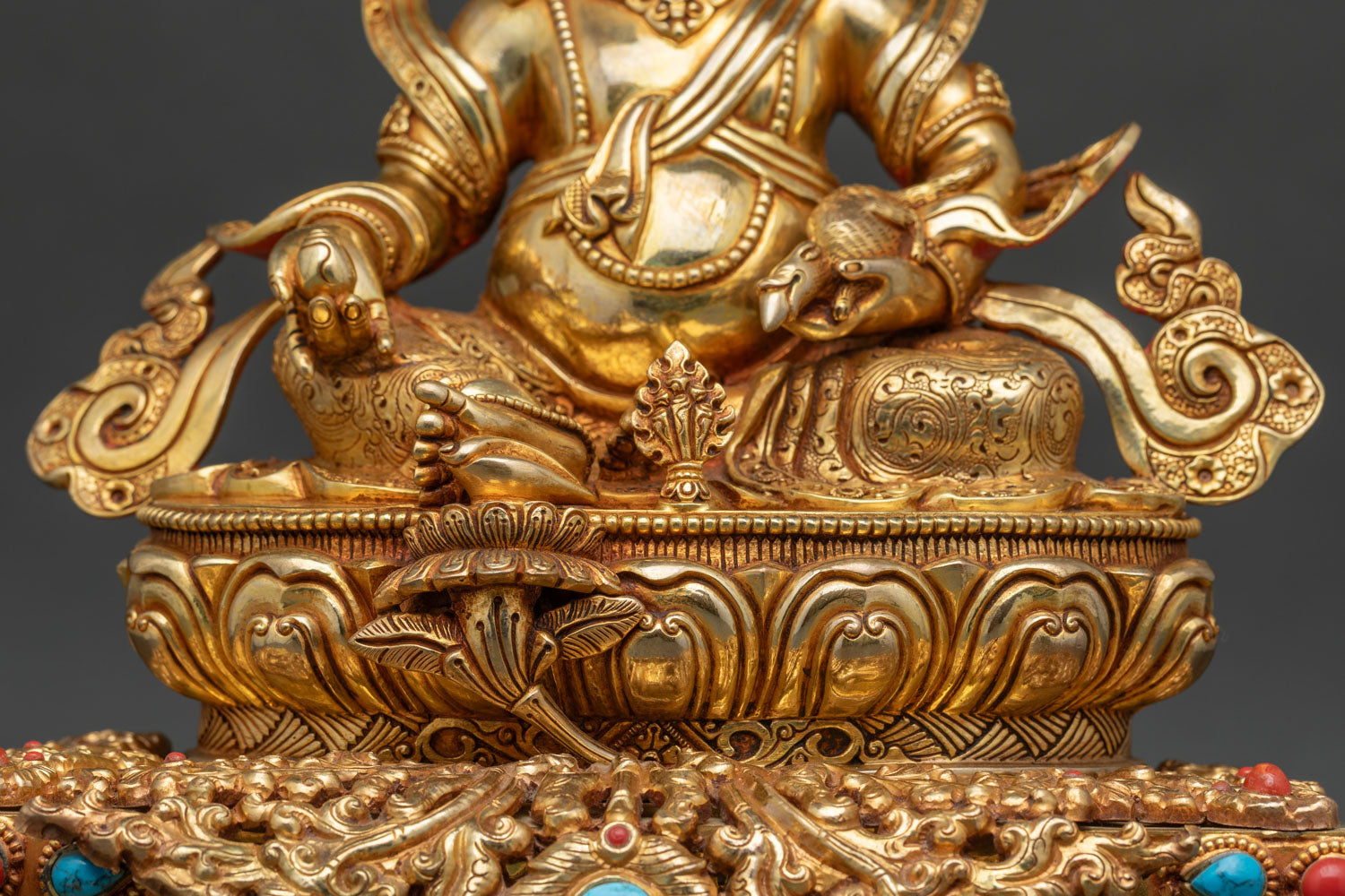 Dzambhala On Jeweled Throne Statue | Tibetan Buddhist Sculpture