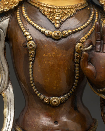 Manjushri Statue from Nepal | Oxidized Copper & Gold Sacred Art