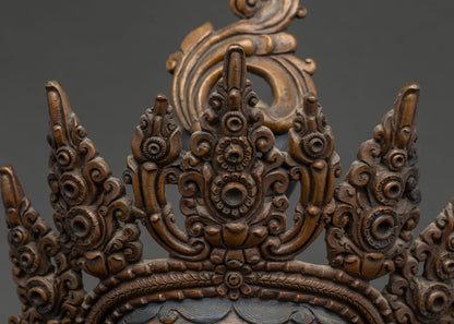 Traditional Green Tara Statue | Chemically Oxidized Copper Sculpture