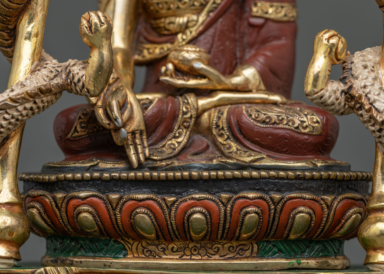 Medicine Buddha Statue With Throne & Five Dhyani Buddhas