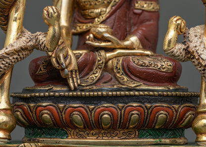 Medicine Buddha Statue With Throne & Five Dhyani Buddhas