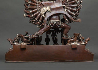 Buffalo-headed Yamantaka Statue | Large-Size Oxidized Copper Sculpture