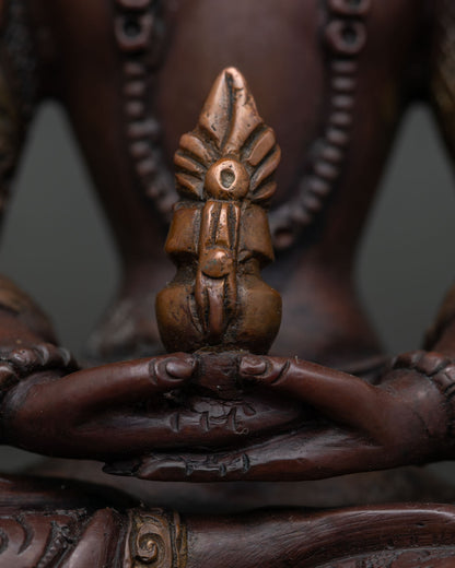 Oxidized Amitayus Statue | Sacred Buddhist Sculpture