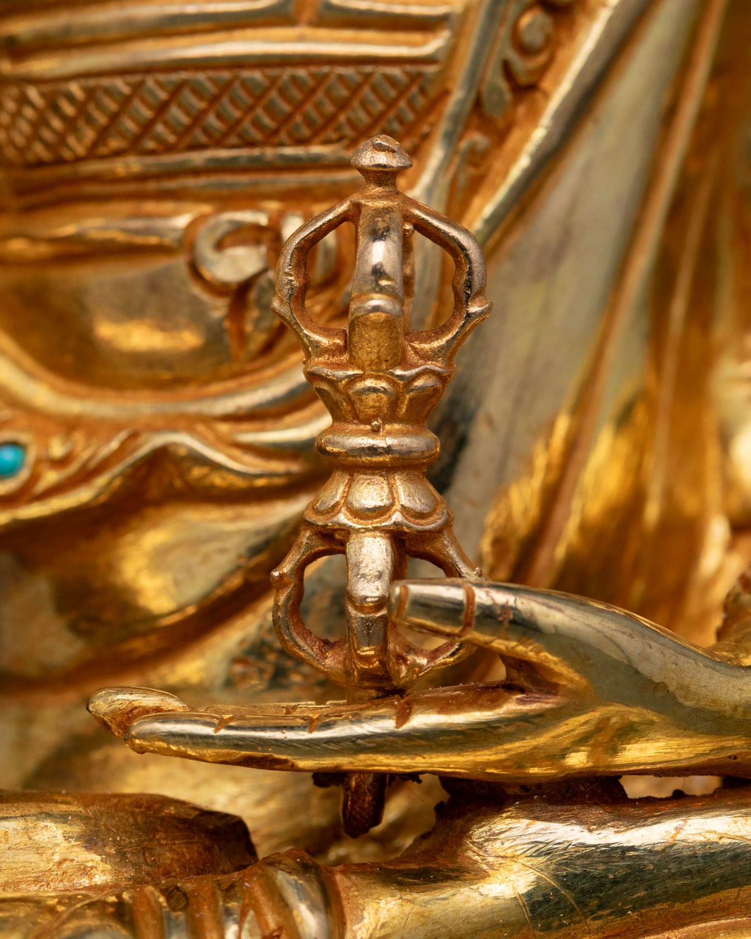 Crown Mitrugpa Statue | Gold Fire-Gilded Meditation Sculpture