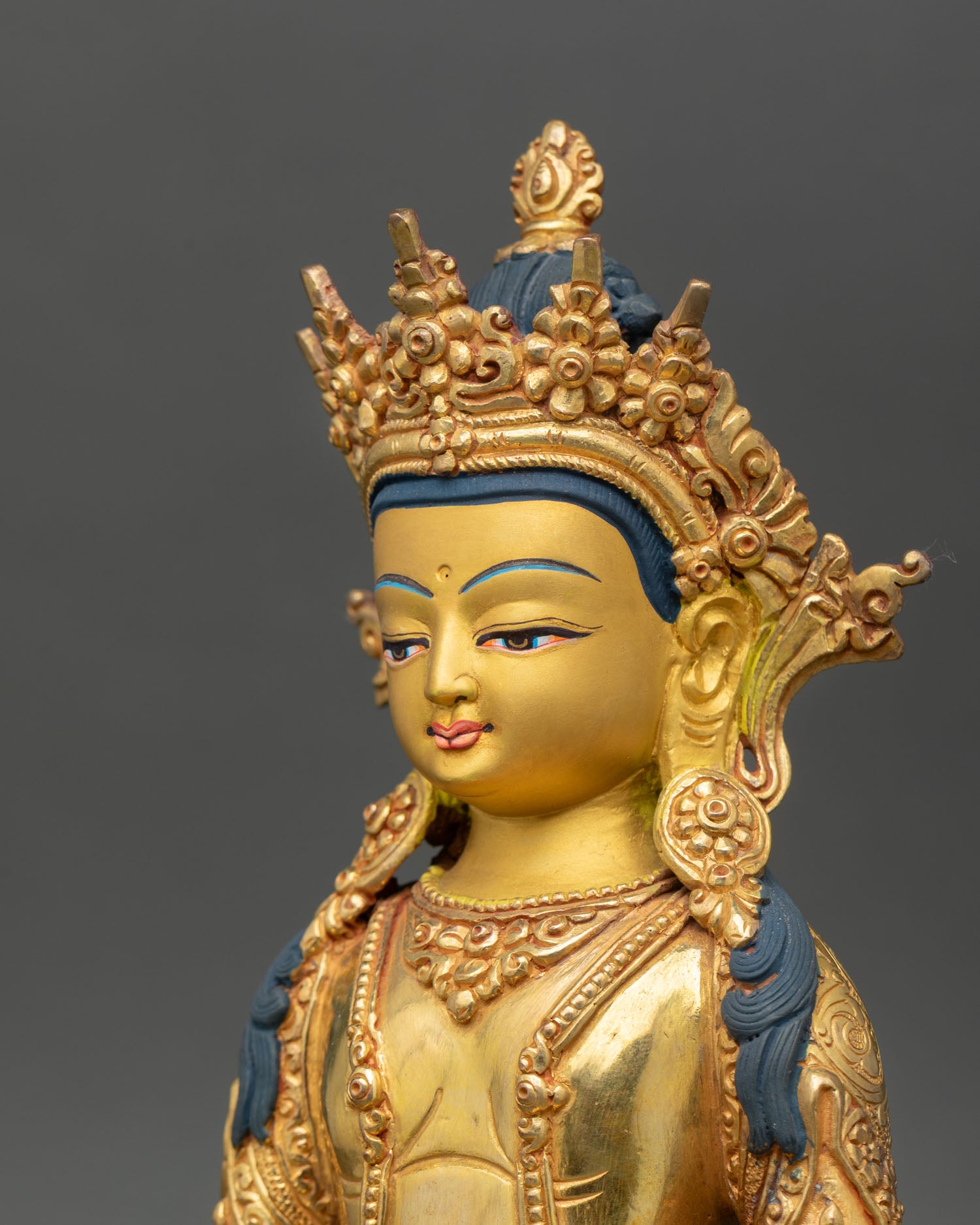 Amitayus Statue – 24K Gold Gilded Copper Buddhist Art