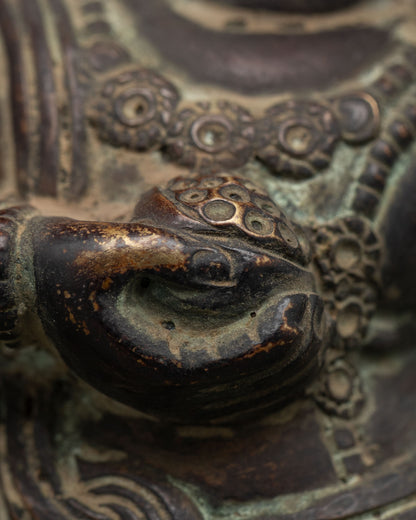 Antique Finished Black Dzambhala Statue | Wrathful Guardian of Abundance