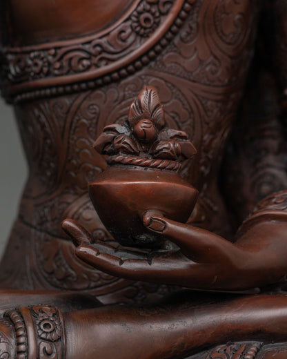 Bhaisajyaguru (Sangye Menla) Statue | Buddhist Oxidized Copper Figurine