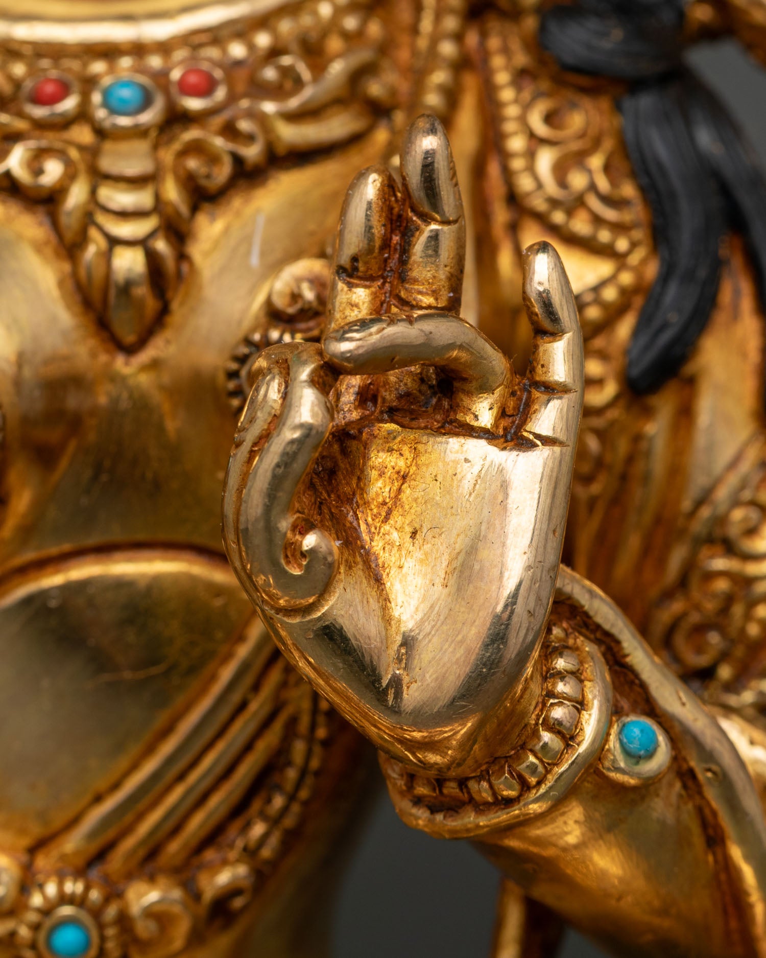 Green Tara Statue | 24K Gold Gilded Buddhist Art