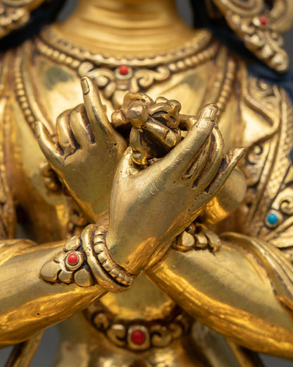 Vajradhara Buddhist Statue | Gold Fire-Gilded Copper Art