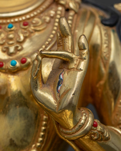White Tara Statue | 24K Gold Fire Gilded Buddhist Artwork