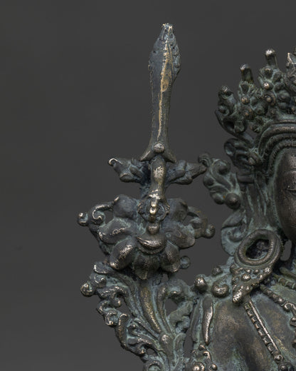 Simhanada Manjushri Statue | Antique-Finish Bronze Sculpture