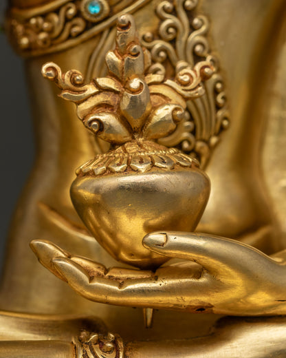 Medicine Buddha Statue | 24K Gold Gilded Copper Art