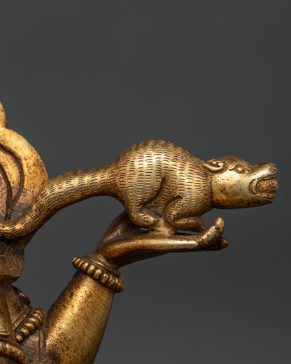 Dzambhala Statue | Gold Fire-Gilded Wealth Deity Sculpture
