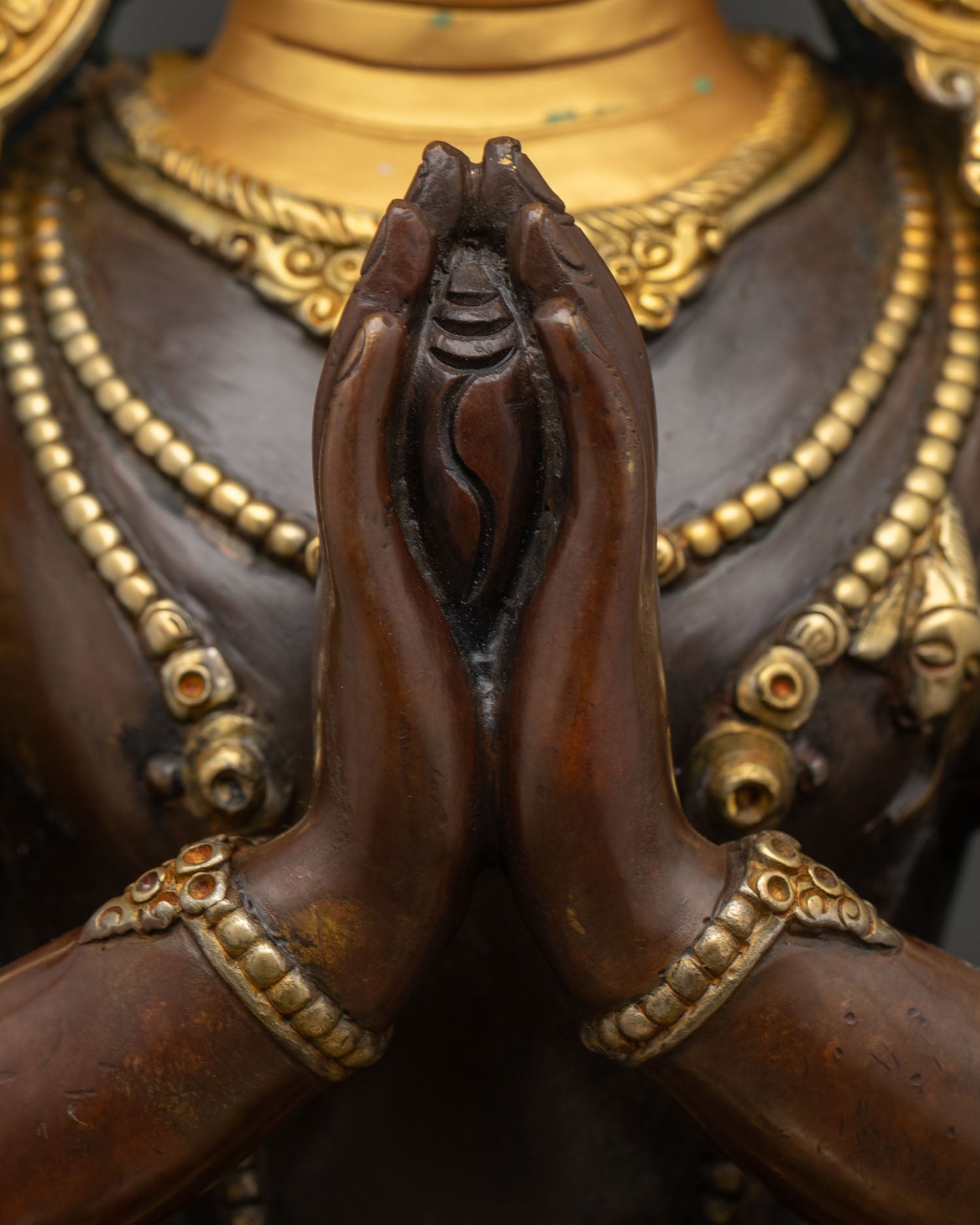 Oxidized Chenrezig Statue - Spiritual Home and Altar Decor