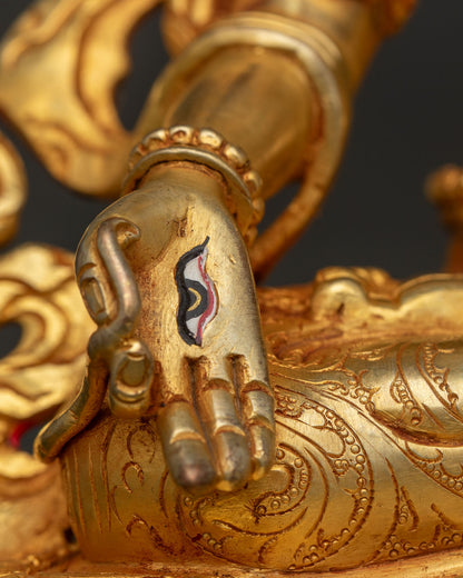 White Tara with Throne Statue | Seven Eyed Goddess of Compassion