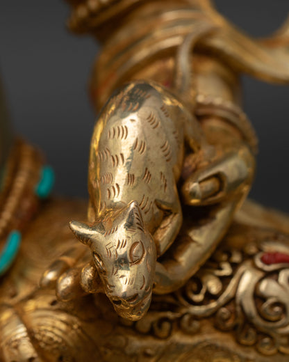 Dzambhala Wealth Deity | Gold Gilded Buddhist Statue
