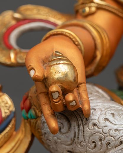 Yellow Dzambhala Figurine | Buddhist Wealth Sculpture of Nepal