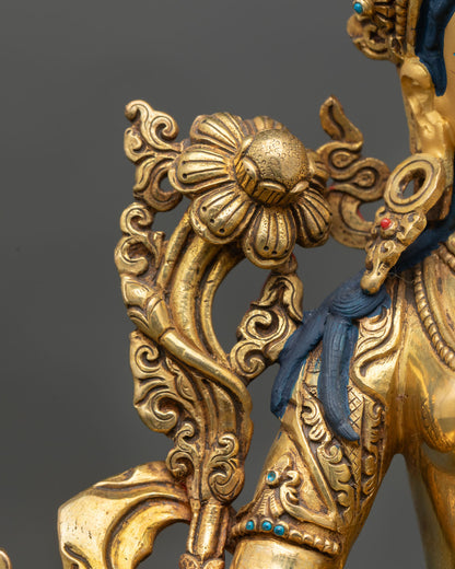 Elegant Green Tara | Gold Gilded Copper Tara Statue