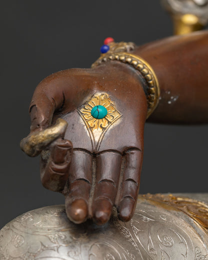 Spiritual Green Tara Statue – Handcrafted Oxidized Copper Sculpture