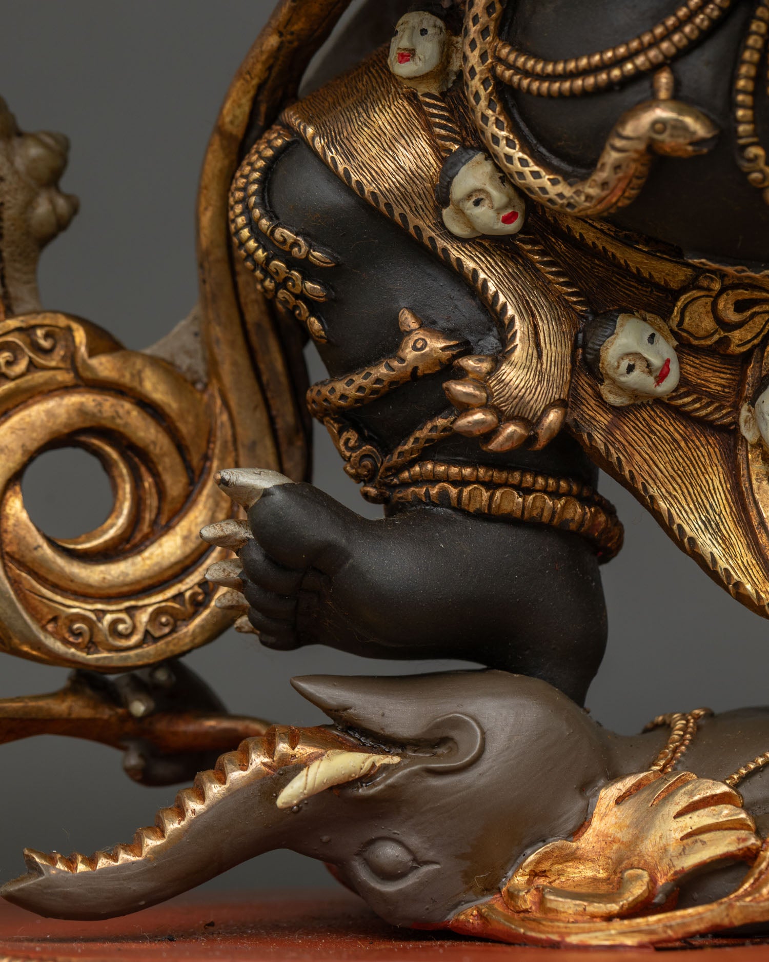Wrathful Six-Armed Mahakala Statue | Powerful Vajrayana Buddhist Artwork