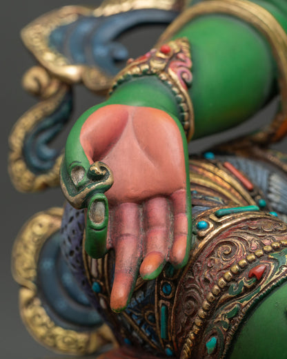 Vibrant Green Tara Sculpture – Handcrafted Nepali Buddhist Art