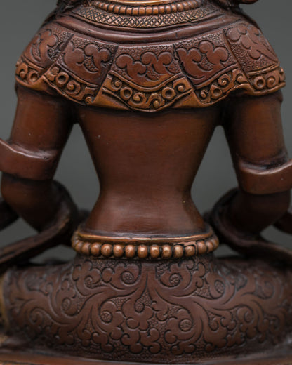 Oxidized Amitayus Statue | Sacred Buddhist Sculpture