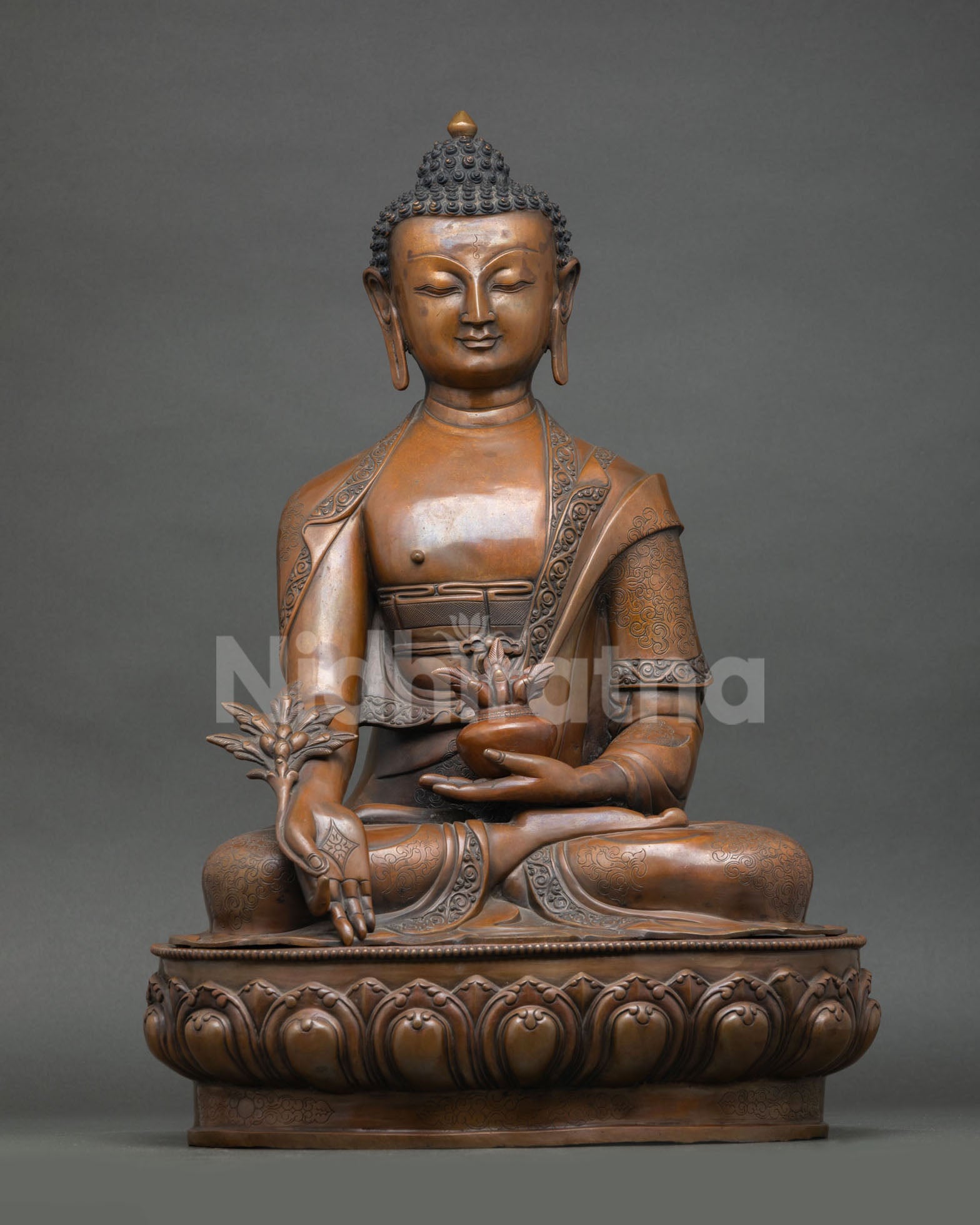 21 Inch Oxidized Copper Medicine Buddha Statue from Nepal