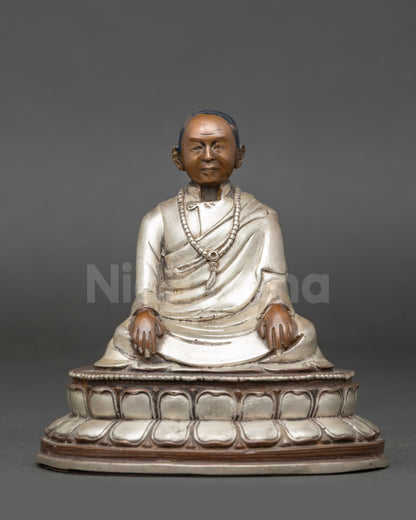 Tulku Urgyen Rinpoche statue handmade in Nepal silver plated copper meditation icon