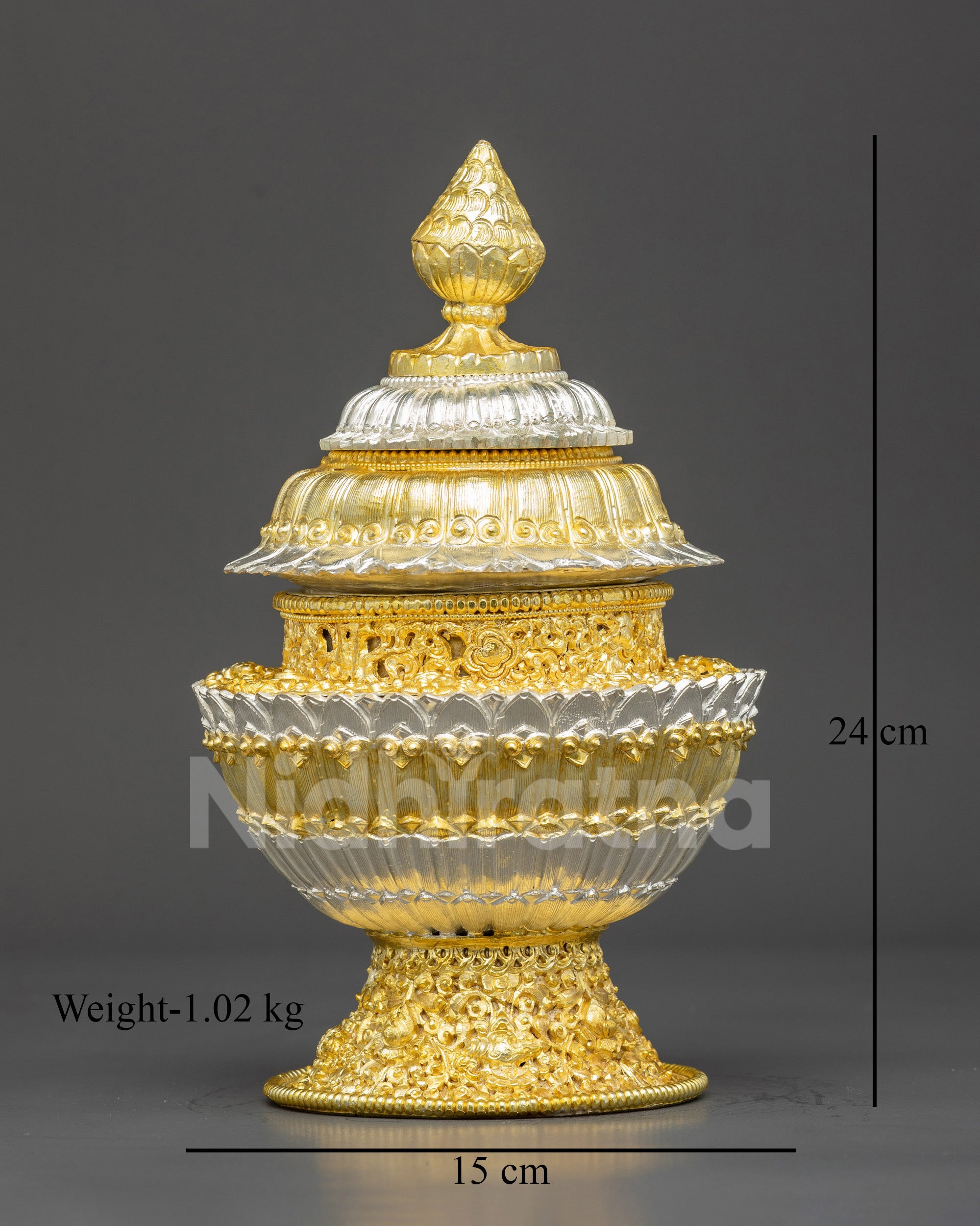 Tibetan Neshi  Rice Pot for Buddhist Offering and Altar Rituals