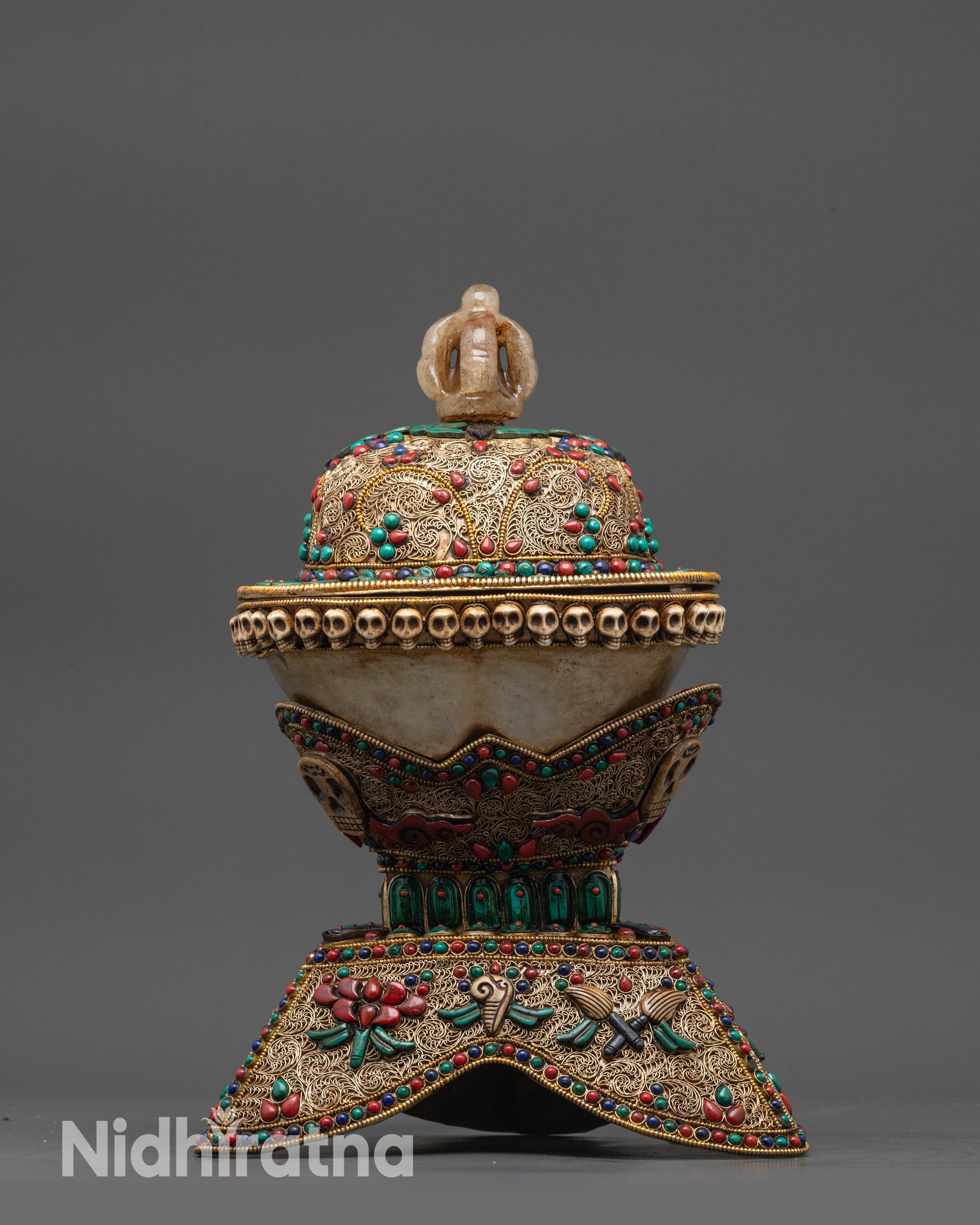 Sacred Tibetan Ritual Kapala Set | Handcrafted Skull Cups for Vajrayana
